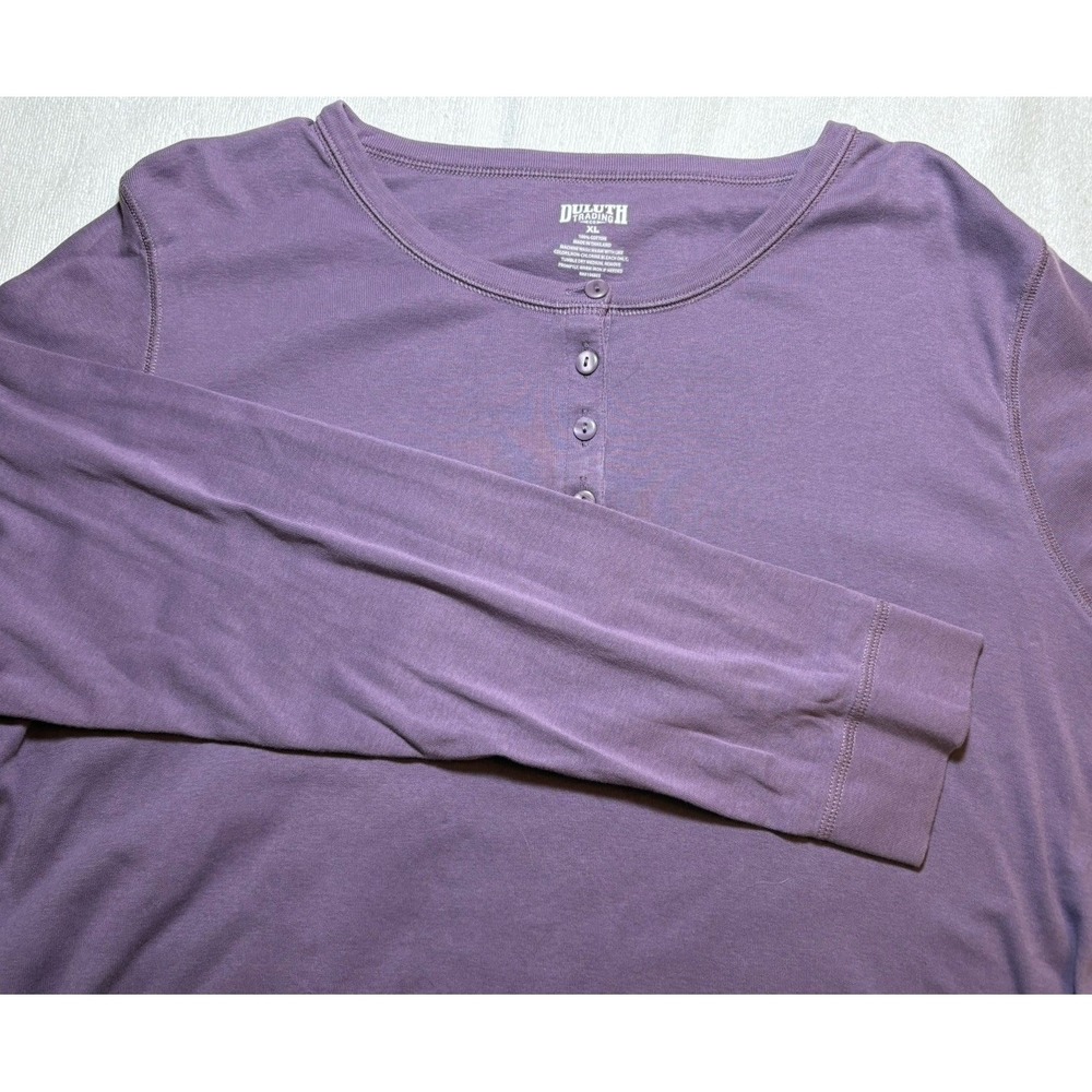 Duluth Trading Co Mens Size XL Purple Henley Long Sleeve Shirt Base Layer